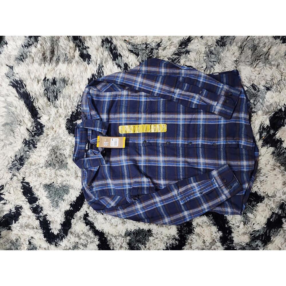 Eddie Baur Mens Medium Striped Plaid Flannel Long Sleeve Shirt New With Tags
